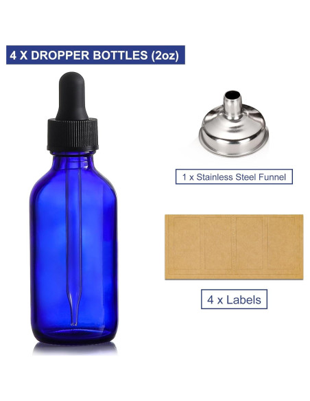 AOZITA 4 Botellas Goteo Cristal 60ml con Cuentagotas