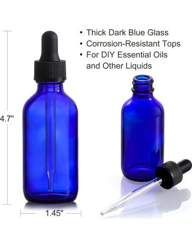 AOZITA 4 Botellas Goteo Cristal 60ml con Cuentagotas