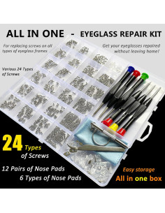 Kit de Reparación de Gafas PFDHQS 24 Tornillos y Herramientas 2