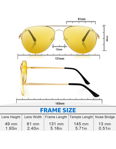 Gafas de Visión Nocturna SODQW Amarillas UV400 Aviador