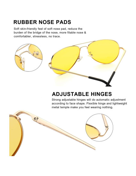 Gafas de Visión Nocturna SODQW Amarillas UV400 Aviador