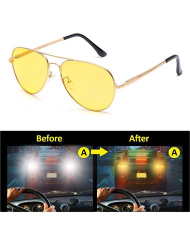 Gafas de Visión Nocturna SODQW Amarillas UV400 Aviador