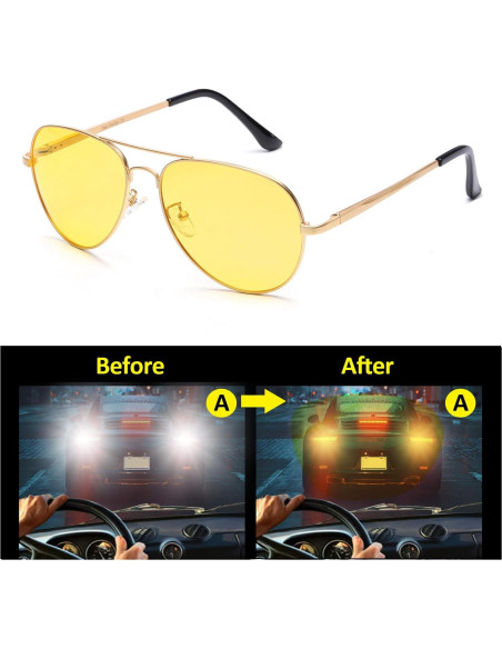 Gafas de Visión Nocturna SODQW Amarillas UV400 Aviador
