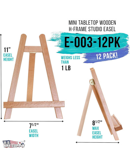 Caballete A-Frame U.S. Art Supply 10.5" Madera Natural 12 Pzas