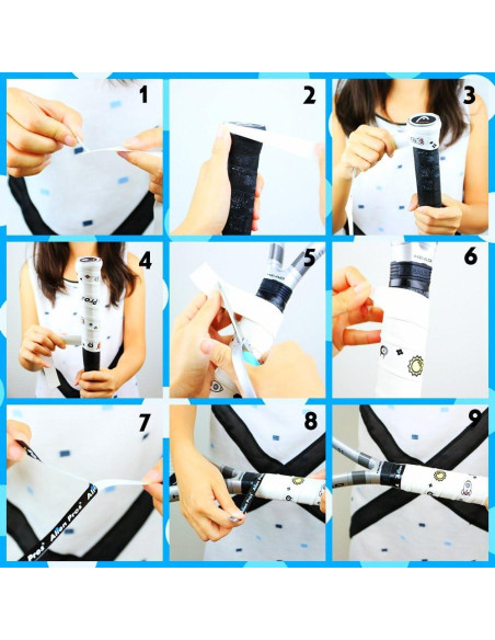 Cinta de Agarre para Raqueta de Tenis ALIEN PROS - 6 Unidades Azul Cielo