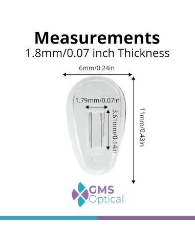 Almohadillas de Silicona GMS Óptico 11mm para Gafas - 5 Pares
