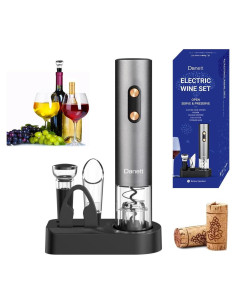 Juego de vino eléctrico Danett 5 en 1 con luz LED Gris