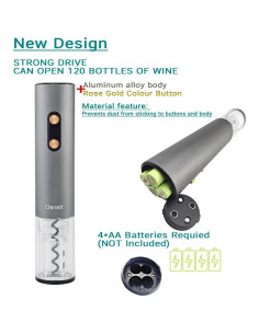 Juego de vino eléctrico Danett 5 en 1 con luz LED Gris 2