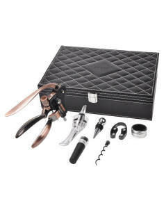 Juego de Sacacorchos Tirrinia 7 Piezas en Caja de Cuero