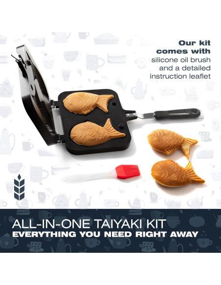 Sartén para Taiyaki KUHA - Antiadherente, 5 moldes de pez