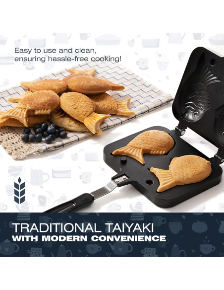 Sartén para Taiyaki KUHA - Antiadherente, 5 moldes de pez