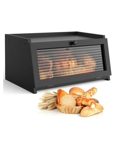 Caja de Pan LOHASOK Negra 40.2x25x20 cm Almacenamiento