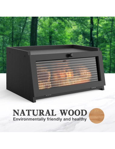 Caja de Pan LOHASOK Negra 40.2x25x20 cm Almacenamiento