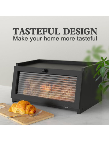 Caja de Pan LOHASOK Negra 40.2x25x20 cm Almacenamiento