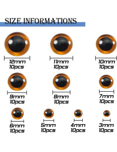 Ojos de Vidrio Marrón Oscuro TOAOB 100pcs 3mm a 12mm 2