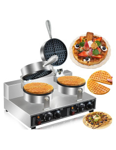 Máquina de Waffles Doble Comercial AEYDJXMER 2600W Acero Inoxidable