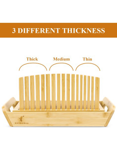 Cortador de Pan MOSOMBOO de Bambú Ajustable con Cuchillo 2