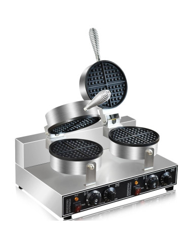 Máquina de Waffles Doble Comercial AEYDJXMER 2600W Acero Inoxidable