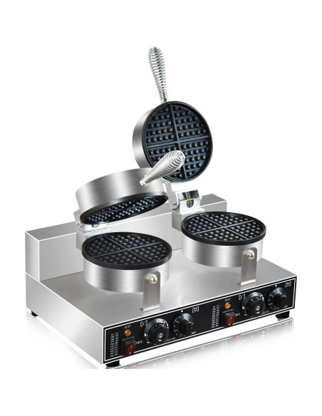 Máquina de Waffles Doble Comercial AEYDJXMER 2600W Acero Inoxidable