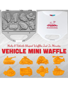 Mini Waffle Maker SugarWhisk Vehículos 8 Waffles Blancos 2