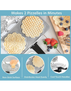 Hacedor de Pizzelle CucinaPro 2 galletas 12,7 cm recetas incluidas 2