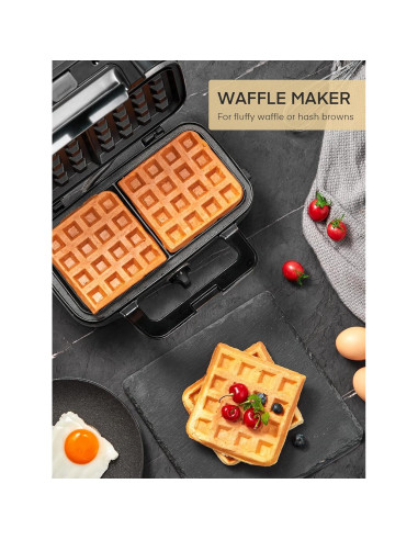 Hacedor de Sándwiches FOHERE 3 en 1 1200W Placas Removibles