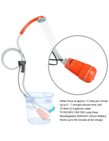 Ducha Portátil URPRO GFS1701 Batería Recargable USB