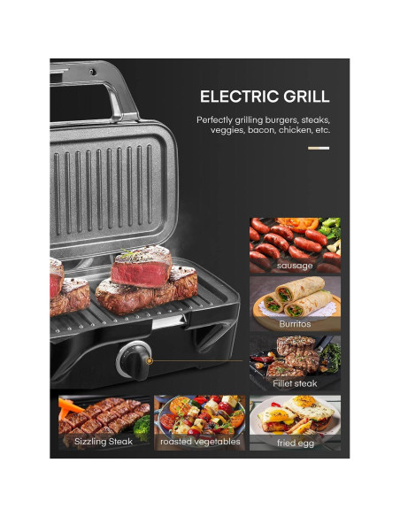 Hacedor de Sándwiches FOHERE 3 en 1 1200W Placas Removibles