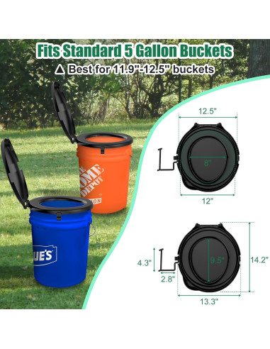 Asiento Inodoro Portátil PAHTTO 5 Galones Negro Compacto