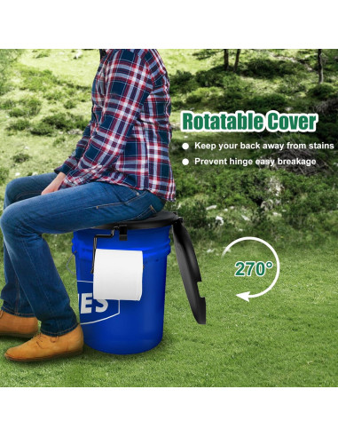 Asiento Inodoro Portátil PAHTTO 5 Galones Negro Compacto