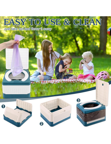 Inodoro portátil Fabulas para niños, plegable y seguro