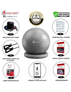Silla de Bola de Yoga INTENT SPORTS 65 cm con Base Inflable 2