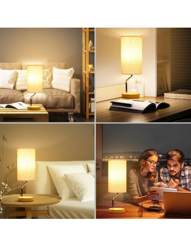 Lámpara de Mesa TIMEGOA LED Cargador Inalámbrico Crema