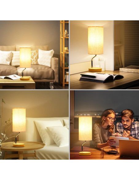 Lámpara de Mesa TIMEGOA LED Cargador Inalámbrico Crema