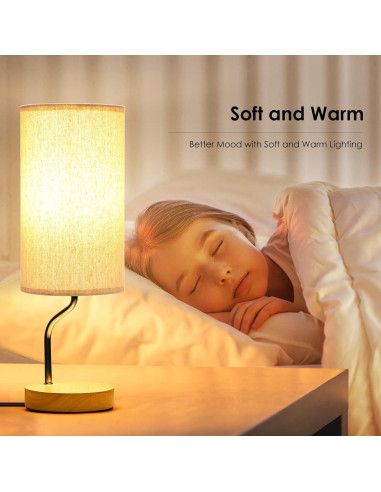 Lámpara de Mesa TIMEGOA LED Cargador Inalámbrico Crema