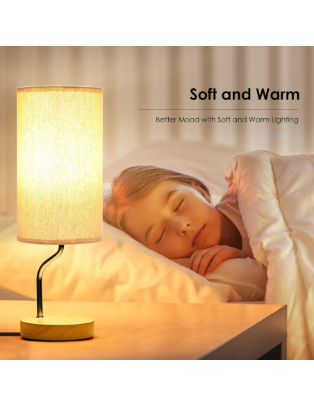 Lámpara de Mesa TIMEGOA LED Cargador Inalámbrico Crema