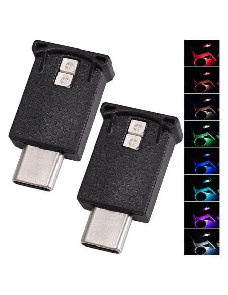 Luz LED Ambiental Lcyam USB C 8 Colores para Auto