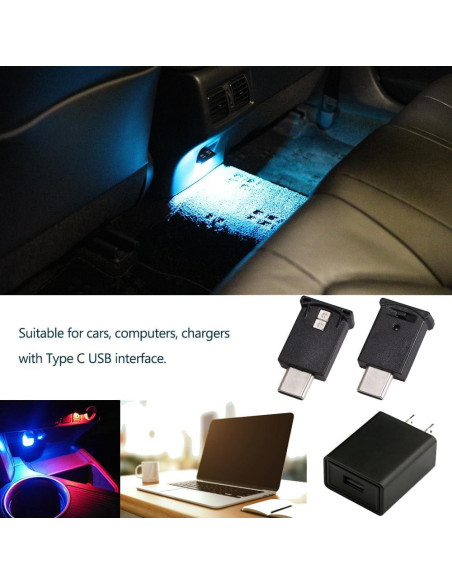 Luz LED Ambiental Lcyam USB C 8 Colores para Auto