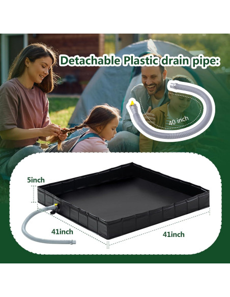 Base de Ducha Portátil Wintogop 104 cm Plegable con Drenaje