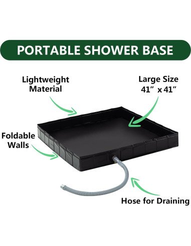 Base de Ducha Portátil Wintogop 104 cm Plegable con Drenaje