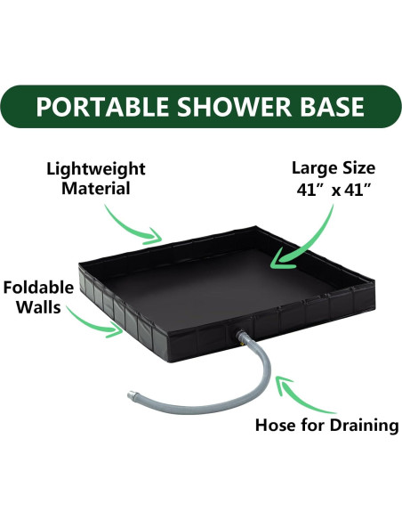 Base de Ducha Portátil Wintogop 104 cm Plegable con Drenaje
