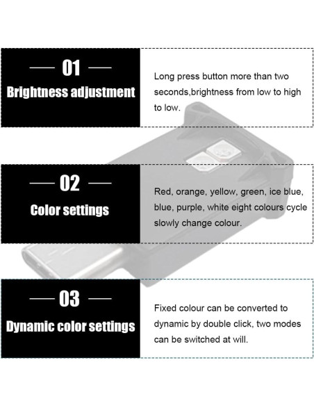 Luz Ambiental LED USB Tipo C Povtii, 8 Colores, Brillo Ajustable