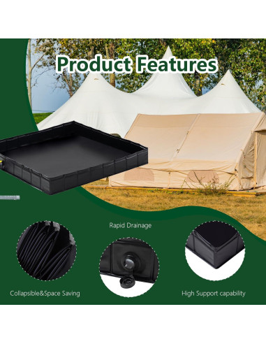 Base de Ducha Portátil Wintogop 104 cm Plegable con Drenaje