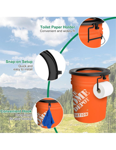 Asiento de Inodoro Portátil PAHTTO para Cubo de 19L