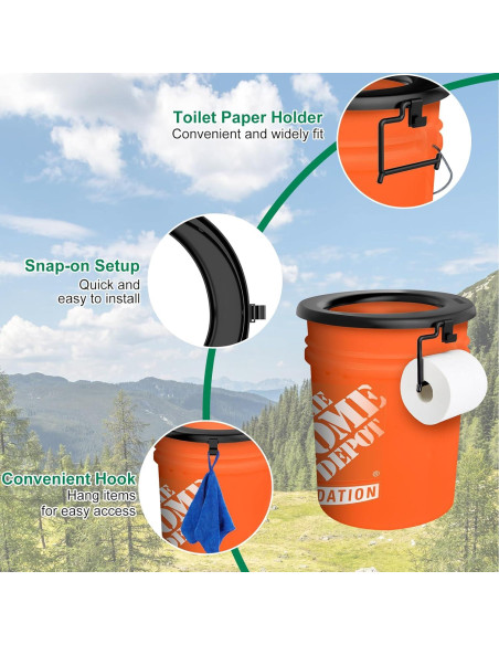 Asiento de Inodoro Portátil PAHTTO para Cubo de 19L