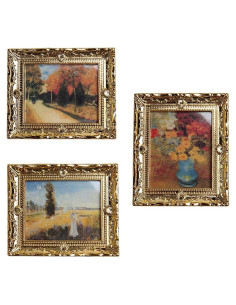 Marco Miniatura de Oro Acxico 3Pcs 7.8x6.5cm Decoración