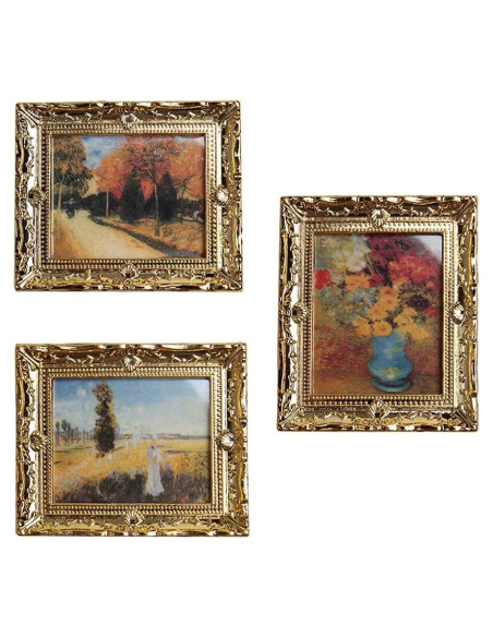 Marco Miniatura de Oro Acxico 3Pcs 7.8x6.5cm Decoración