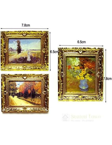 Marco Miniatura de Oro Acxico 3Pcs 7.8x6.5cm Decoración