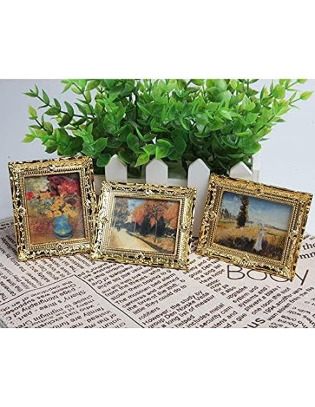 Marco Miniatura de Oro Acxico 3Pcs 7.8x6.5cm Decoración