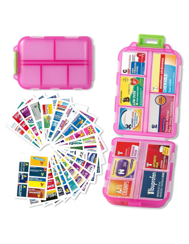 Organizador de Pastillas iouwei Rosa 7 Días con Etiquetas